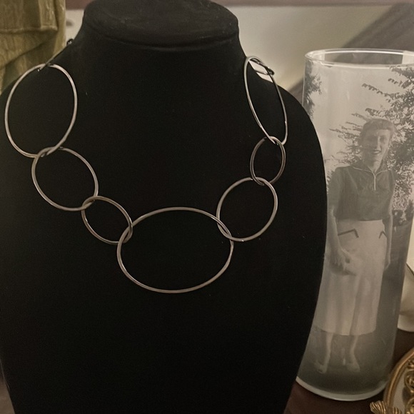 Express wide loop chain Mod Pewter Silver Choker Necklace - Picture 5 of 5